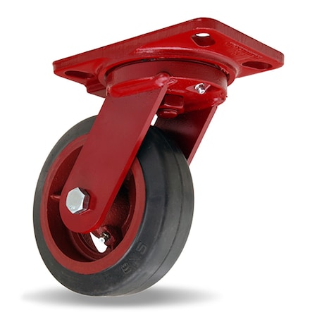 Hamilton Heavy Service Swivel Caster, 6" x 2" Moldon Rubber Tired Wheel (70A), 3/4" Precison Tapered Bearings S-HS-6RT