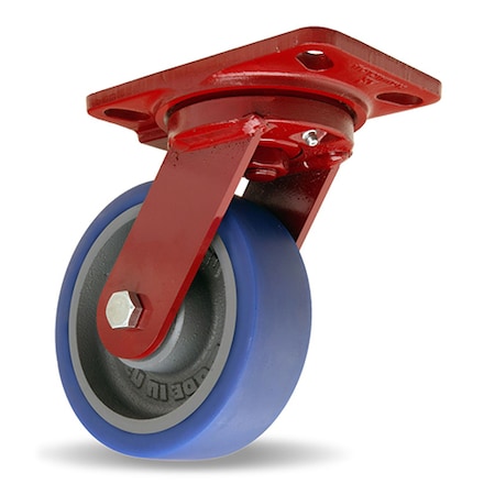 Hamilton Heavy Service Swivel Caster, 6" x 2" Ergo-Glide Wheel (85A), 1/2" Precision Tapered Bearing S-HS-6SPT