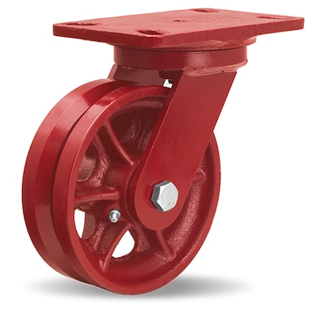 Hamilton Heavy Service Swivel Caster, 6" x 2" V-Grooved Wheel, 3/4" Straight Roller Bearing S-HS-6V