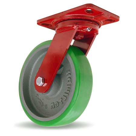 Hamilton Heavy Service Swivel Caster, 8" x 2" Duralast Polyurethane (95A) on Cast Iron Wheel S-HS-8DT