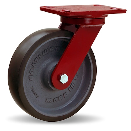 Hamilton Heavy Service Swivel Caster, 8" x 2" Duralast XC Polyurethane (70D) on Cast Iron Wheel S-HS-8DT70
