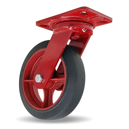 Hamilton Heavy Service Swivel Caster, 8" x 2" Moldon Rubber Tired Wheel (70A), 3/4" Straight Roller Bearing S-HS-8R