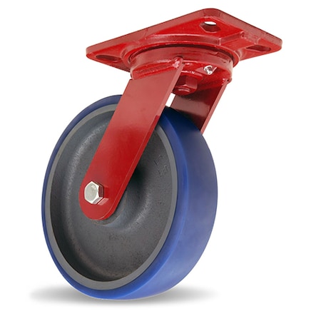 Hamilton Heavy Service Swivel Caster, 8" x 2" Ergo-Glide Wheel (85A), 1/2" Precision Tapered Bearing S-HS-8SPT