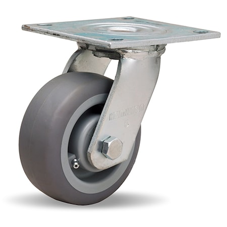 Hamilton Medium Service Swivel Caster, 5" x 2" Versa-Tech Gray Rubber (65A) on Polyolefin Wheel S-MS-5TE