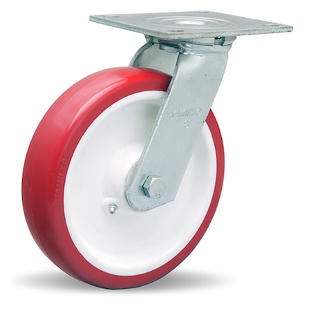 Hamilton Medium Service Swivel Caster, 8" x 2" Poly-Tech Polyurethane (95A) on Polypropylene Wheel S-MS-8NF