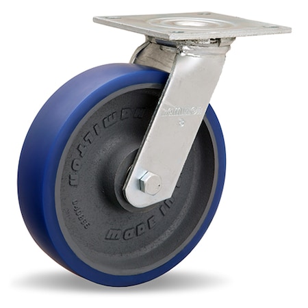 Hamilton Medium Service Swivel Caster, 8" x 2" Ergo-Glide Polyurethane (85A) on Cast Iron Wheels S-MS-8SPB