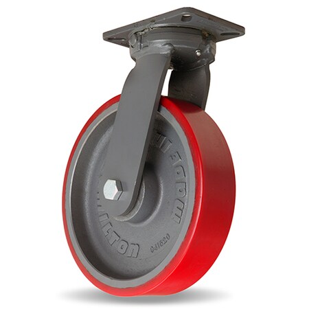Hamilton Super Endurance Swivel Caster, 12" x 3" Ultralast Premium Polyurethane (95A) on Cast Iron Wheel S-SEC-12TRB