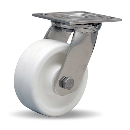 Hamilton Stainless Steel Swivel Caster, 5" x 2" Aqualite Polyolefin (75D) Wheel, 3/4" Delrin Bearing S-STA-5AZ