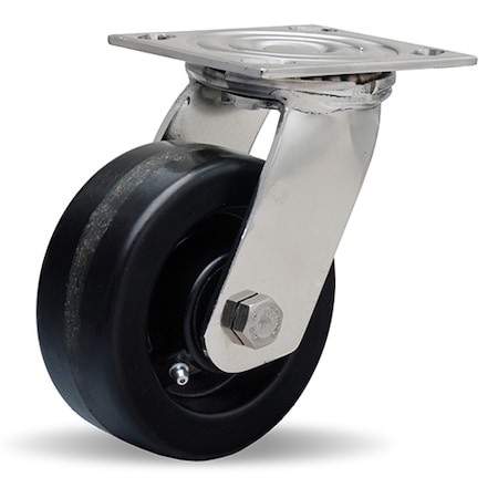 Hamilton Stainless Steel Swivel Caster, 5" x 2" Plastex Phenolic Wheel, 3/4" Delrin Bearing S-STA-5PZ