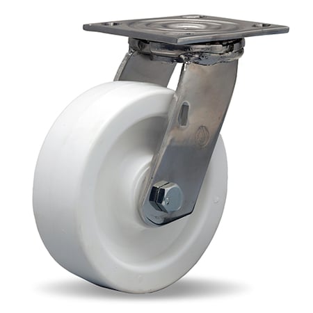 Hamilton Stainless Steel Swivel Caster, 6" x 2" Aqualite Polyolefin (75D) Wheel, 3/4" Delrin Bearing S-STA-6AZ