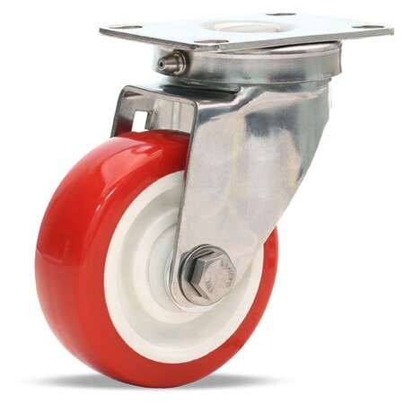 Hamilton Stainless Steel Swivel Caster, 3 1/2" x 1 3/8" Poly-Tech Polyurethane (95A) on Polypropylene Wheel S-STL-35NFZ