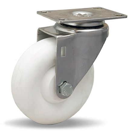 Hamilton Stainless Steel Swivel Caster, 4" x 1 3/8" Aqualite Polyolefin (75D) Wheel, 1/2" Plain Bore S-STL-4A