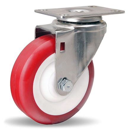 Hamilton Stainless Steel Swivel Caster, 4" x 1 3/8" Poly-Tech Polyurethane (95A) on Polypropylene Wheel S-STL-4NFZ