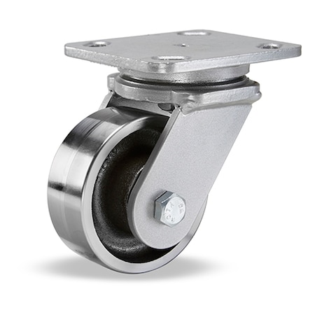 Hamilton Workhorse Swivel Caster, 4" x 2" Forged Steel Wheel, 3/4" Straight Roller Bearing S-WH-4FS