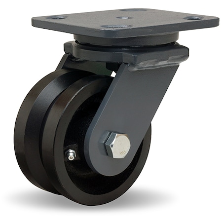 Hamilton Workhorse Swivel Caster, 4" x 2" V-Grooved Wheel, 3/4" Straight Roller Bearing S-WH-4V