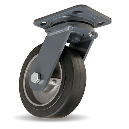 Hamilton Workhorse Swivel Caster, 6" x 2" Moldon Rubber Wheel (70A), 1/2" Precision Tapered Bearings S-WH-6RT