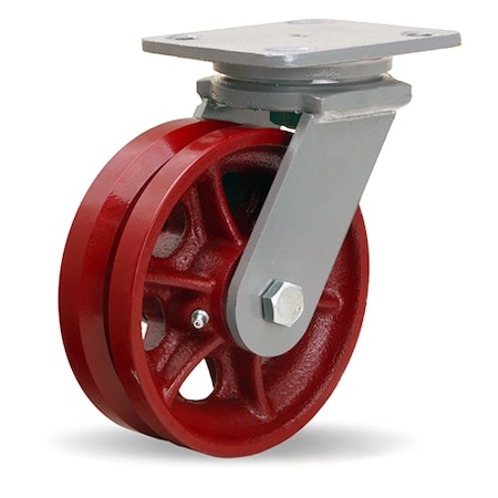 Hamilton Workhorse Swivel Caster, 6" x 2" V-Grooved Wheel, 3/4" Straight Roller Bearing S-WH-6V