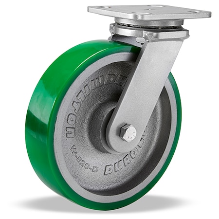 Hamilton Workhorse Swivel Caster, 8" x 2" Duralast Polyurethane Wheels, 1/2" Precision Tapered Bearings. S-WH-8DT
