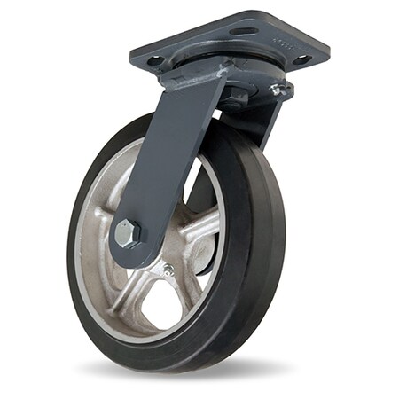 Hamilton Workhorse Swivel Caster, 8" x 2" Moldon Rubber Wheel (70A), 1/2" Precision Tapered Bearings S-WH-8RT