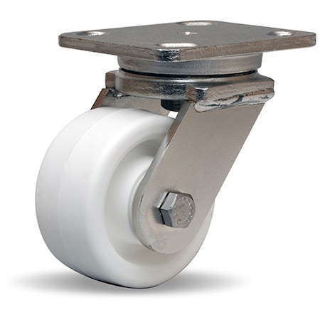 Hamilton Stainless Steel Workhorse Swivel Caster, 4" x 2" Aqualite, Polyolefin (75D) Wheel S-WHS-4AZ