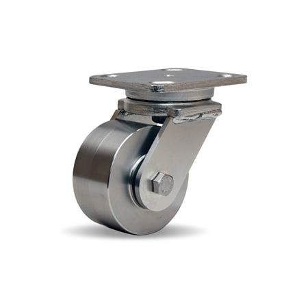 Hamilton Stainless Steel Workhorse Swivel Caster, 4" x 2" Stainless Wheel S-WHS-4HSB