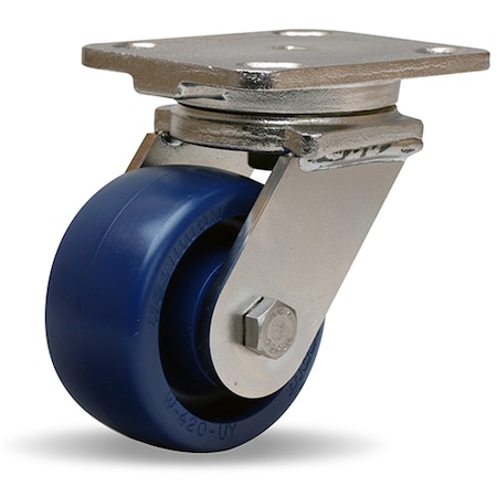 Hamilton Stainless Steel Workhorse Swivel Caster, 4" x 2" Unilast, Solid Polyurethane (75D) Wheel S-WHS-4UYZ