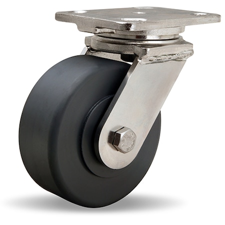 Hamilton Stainless Steel Workhorse Swivel Caster, 5" x 2" Nylast High Performance Cast Nylon Wheel S-WHS-5NYSB