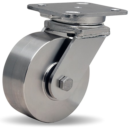 Hamilton Stainless Steel Workhorse Swivel Caster, 5" x 2" Stainless Steel Wheel, 3/4" Delrin, Bearing S-WHS-5SZ