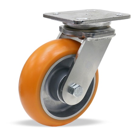 Hamilton Stainless Steel Workhorse Swivel Caster, 6" x 2" Ergo-Tech (87A) Wheel S-WHS-62EMB