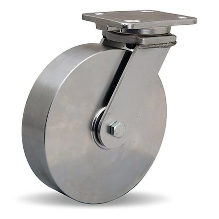 Hamilton Stainless Steel Workhorse Swivel Caster, 8" x 2" Stainless Steel Wheel, 3/4" Delrin, Bearing S-WHS-8SZ