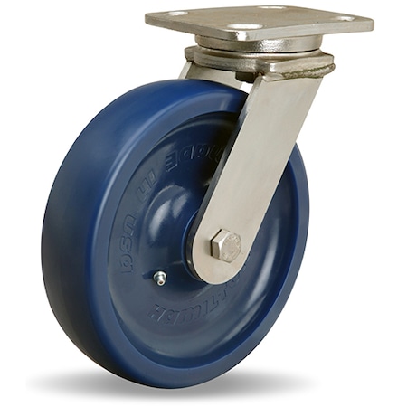 Hamilton Stainless Steel Workhorse Swivel Caster, 8" x 2" Unilast, Solid Polyurethane (75D) Wheel S-WHS-8UYZ