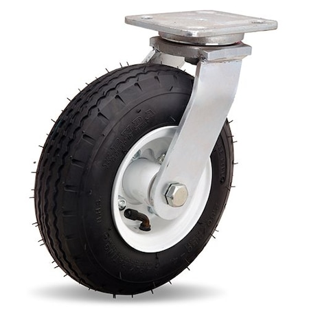 Hamilton Zinc Plated Cush-N-Aire Swivel Caster, 8" Pneumatic Air-Filled Tire, 3/4" Straight Roller Bearing S-7108-PR