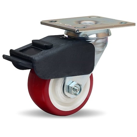 Hamilton Combination Brake Swivel Caster, 4" x 2" Poly-Tech Polyurethane (95A) on Polypropylene Wheel S-BC-4NF