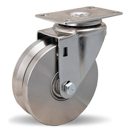 Hamilton Stainless Steel Swivel Caster, 4" x 1 3/8" Stainless Steel V-Grooved Wheel S-STL-4SVB