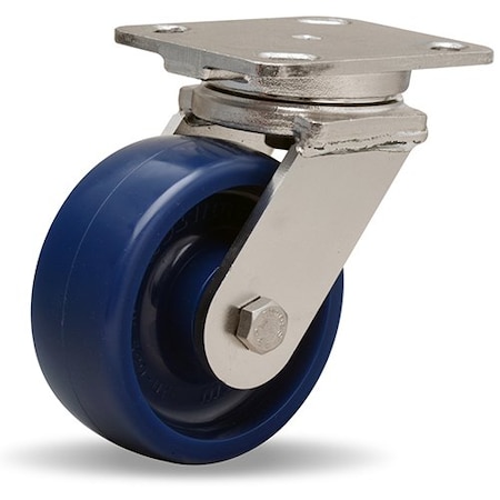 Hamilton Stainless Steel Workhorse Swivel Caster, 5" x 2" Unilast, Solid Polyurethane (75D) Wheel S-WHS-5UYSB