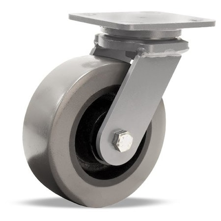 Hamilton Workhorse Swivel Caster, 6" x 2" DuraGlide Wheel 1" thick Polyurethane (95A) Wheel, Foot Brake S-WH-6GB95-FB