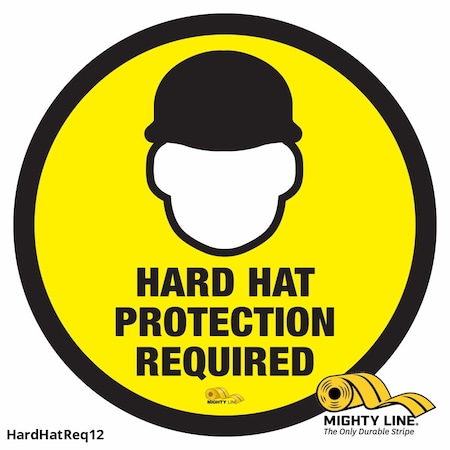 Mighty Line Hard Hat Required, Floor Marking Sign, 1, HARDHATREQ12 HARDHATREQ12