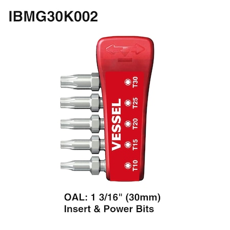 Vessel IMPACT BALL Torsion Bit ASSORTx30, PK5 IBMG30K002