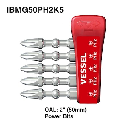 Vessel IMPACT BALL Torsion Bit PH2x50, PK5 IBMG50PH2K5