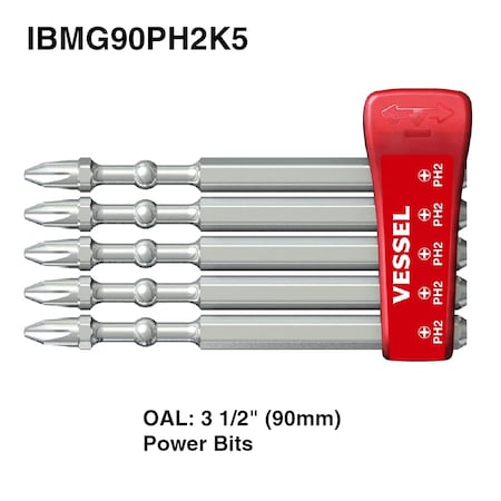 Vessel IMPACT BALL Torsion Bit PH2x90, PK5 IBMG90PH2K5