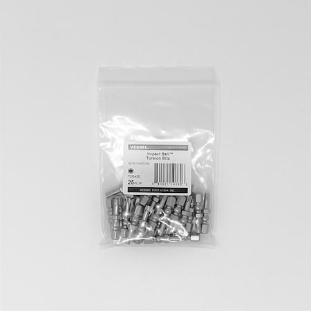 Vessel IMPACT BALL Torsion Bit T20x30, PK25 IBTX2030P25K