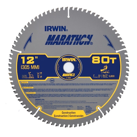 IRWIN 12", 80-Tooth Circular Saw Blade, Steel 14083