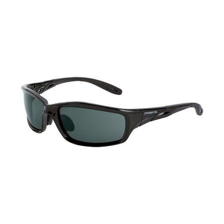 Crossfire Safety Glasses, Wraparound Smoke Polycarbonate Lens, Scratch-Resistant 241