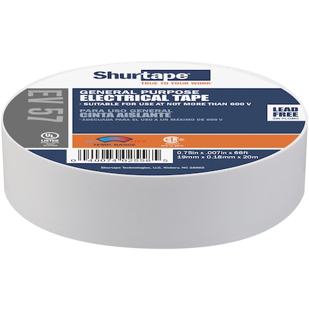 Shurtape Electrical Tape, Gray, 3/4"X66Ft EV 057C