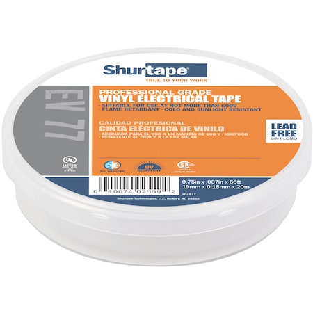 Shurtape Electrical Tape, Gray, 3/4"X66Ft EV 077C