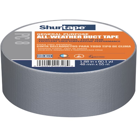 Shurtape Duct Tape, Co-Extruded, Silver, 48mmX55M 152303