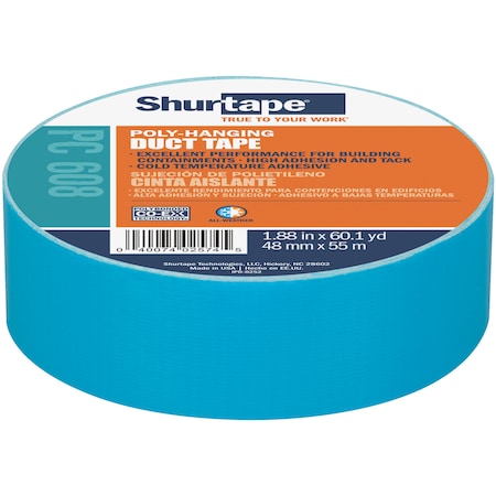 Shurtape Duct Tape, Co-Extruded, Tl Blu, 48mmX55M PC 608 TBL-48mm x 55m-24 rls/cs