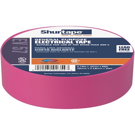 Shurtape Electrical Tape, Purple, 3/4"X66Ft EV 057C