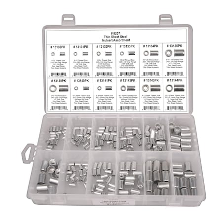 Disco Thin Sheet Nutsert Assortment, 195 PCS 8207