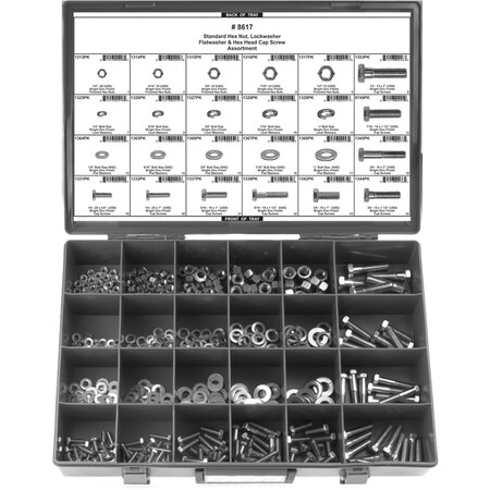 Disco Nut/Bolt Assortmnt, Grade 5 Caps, 612 pcs. 8617